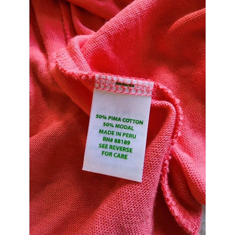 Lilly Pulitzer Coral Pink Pima Cotton Modal Tie Front Wrap Cardigan XS RN88189 - Picture 5 of 8